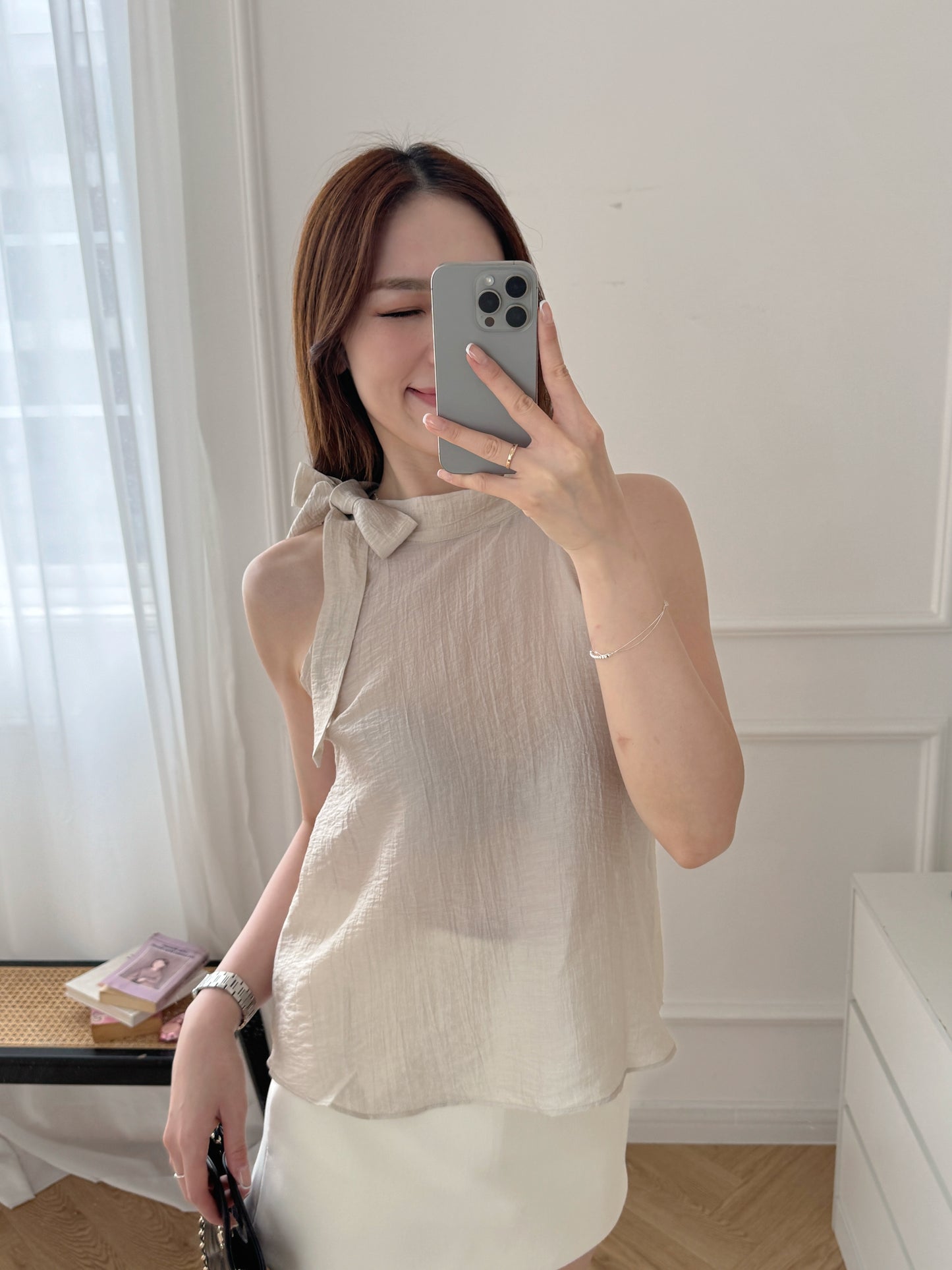 Sheer Halter Ribbon Top