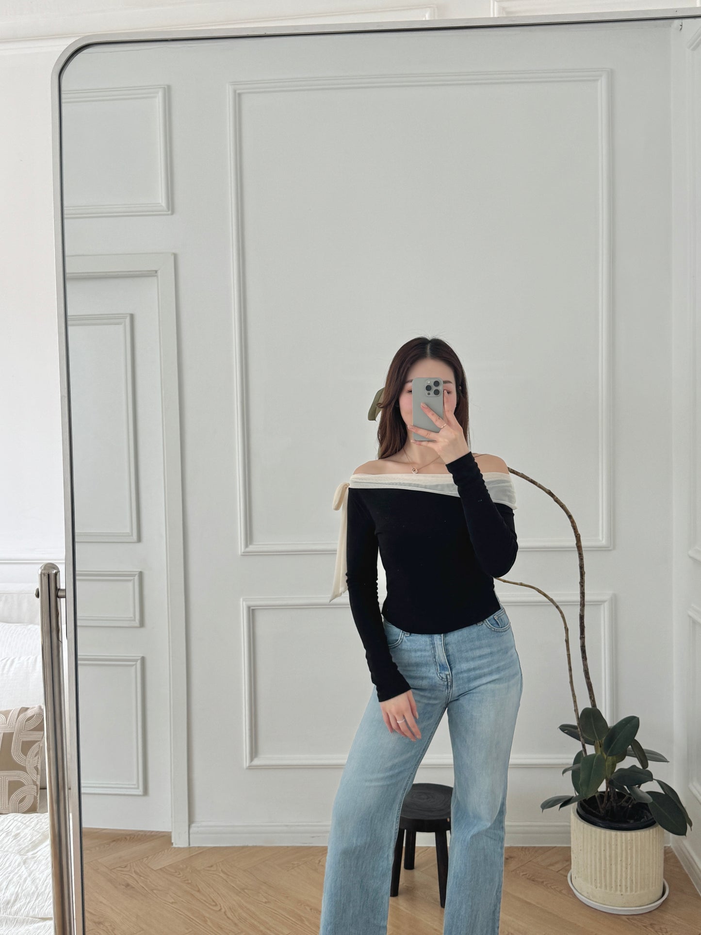 Ribbon off-shoulder top