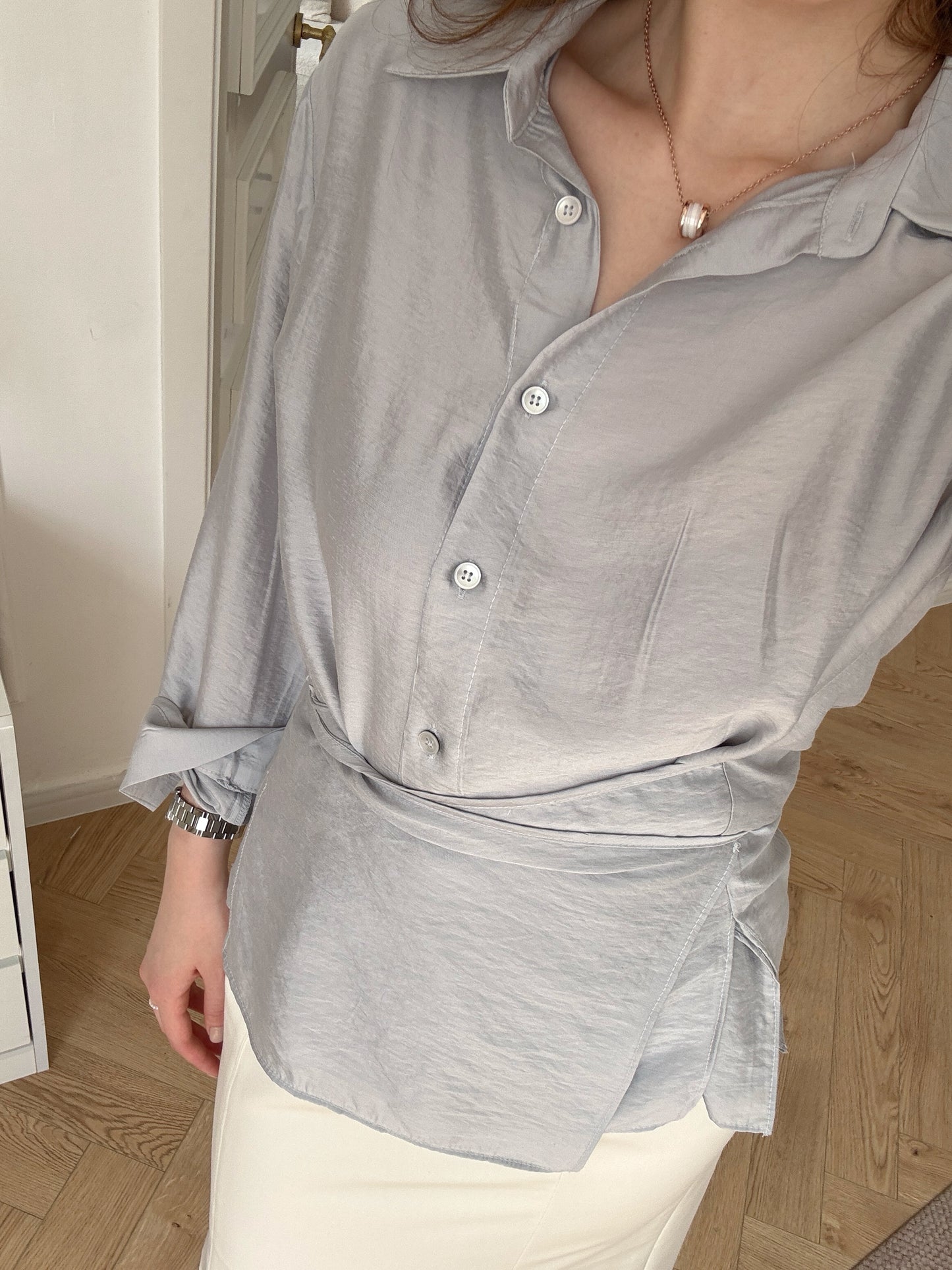 Sheer Shirt(White/Grey)