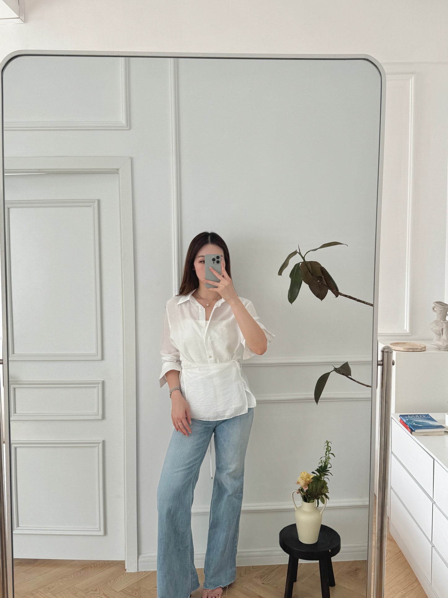 Sheer Shirt(White/Grey)