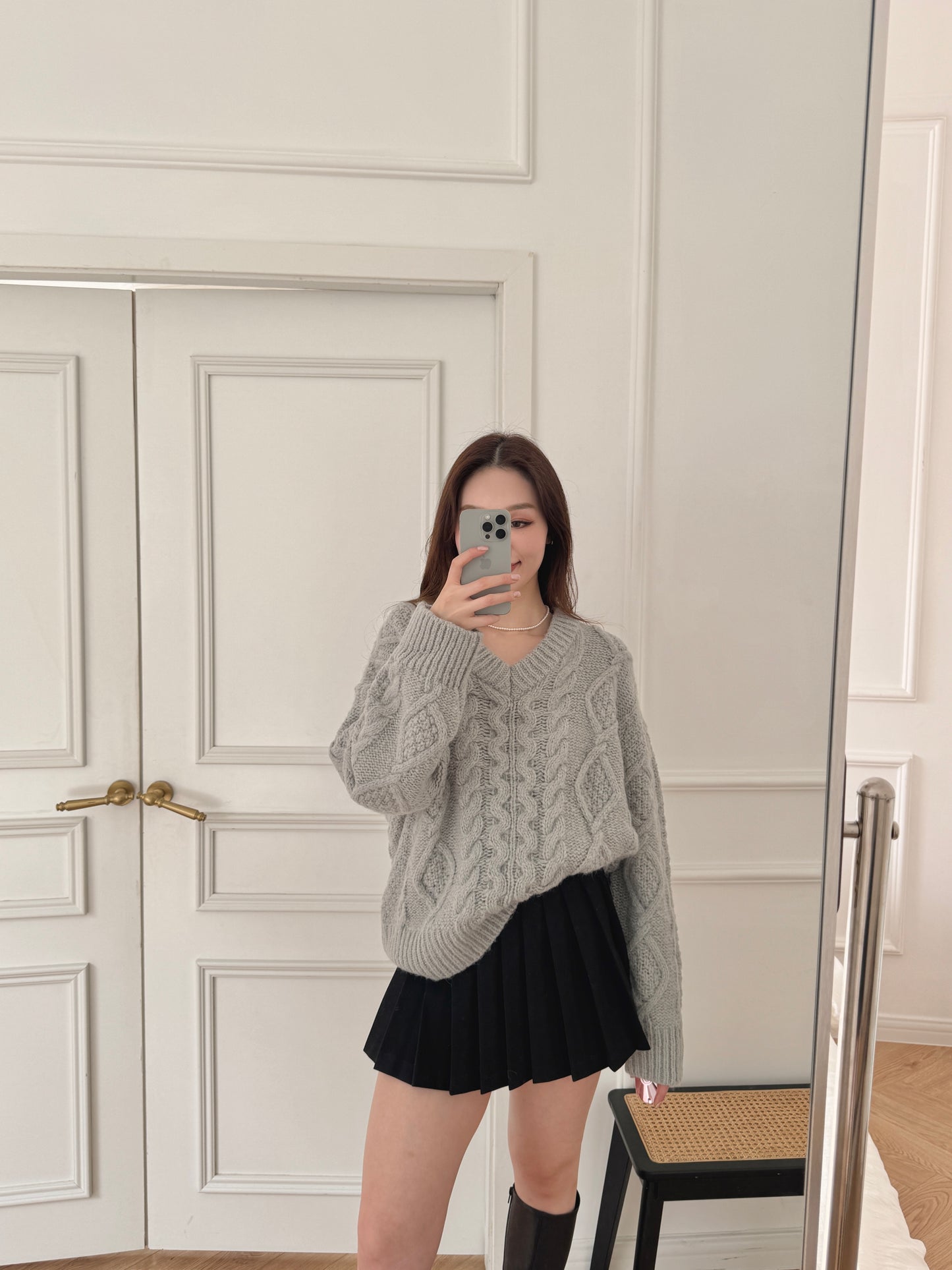現貨 超好質感百摺Skirt(灰/黑)