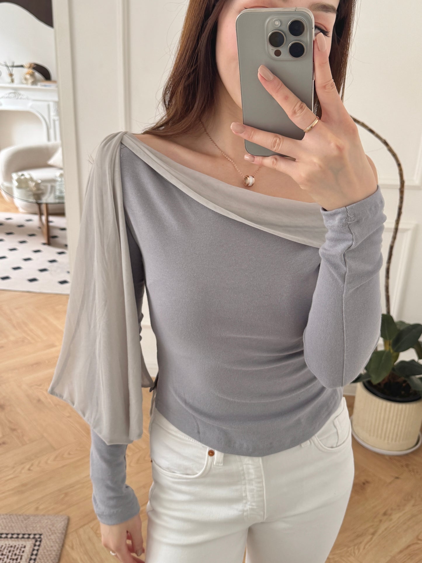 Ribbon off-shoulder top