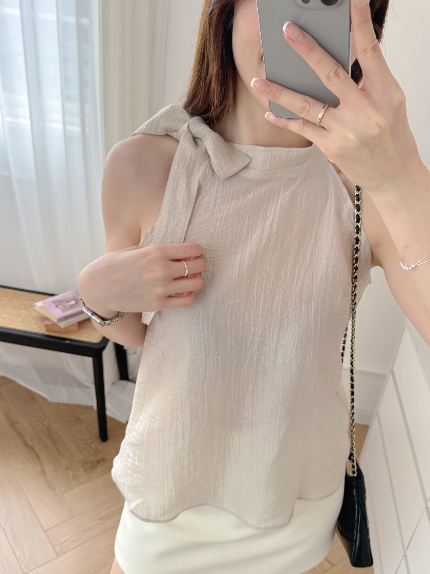 Sheer Halter Ribbon Top