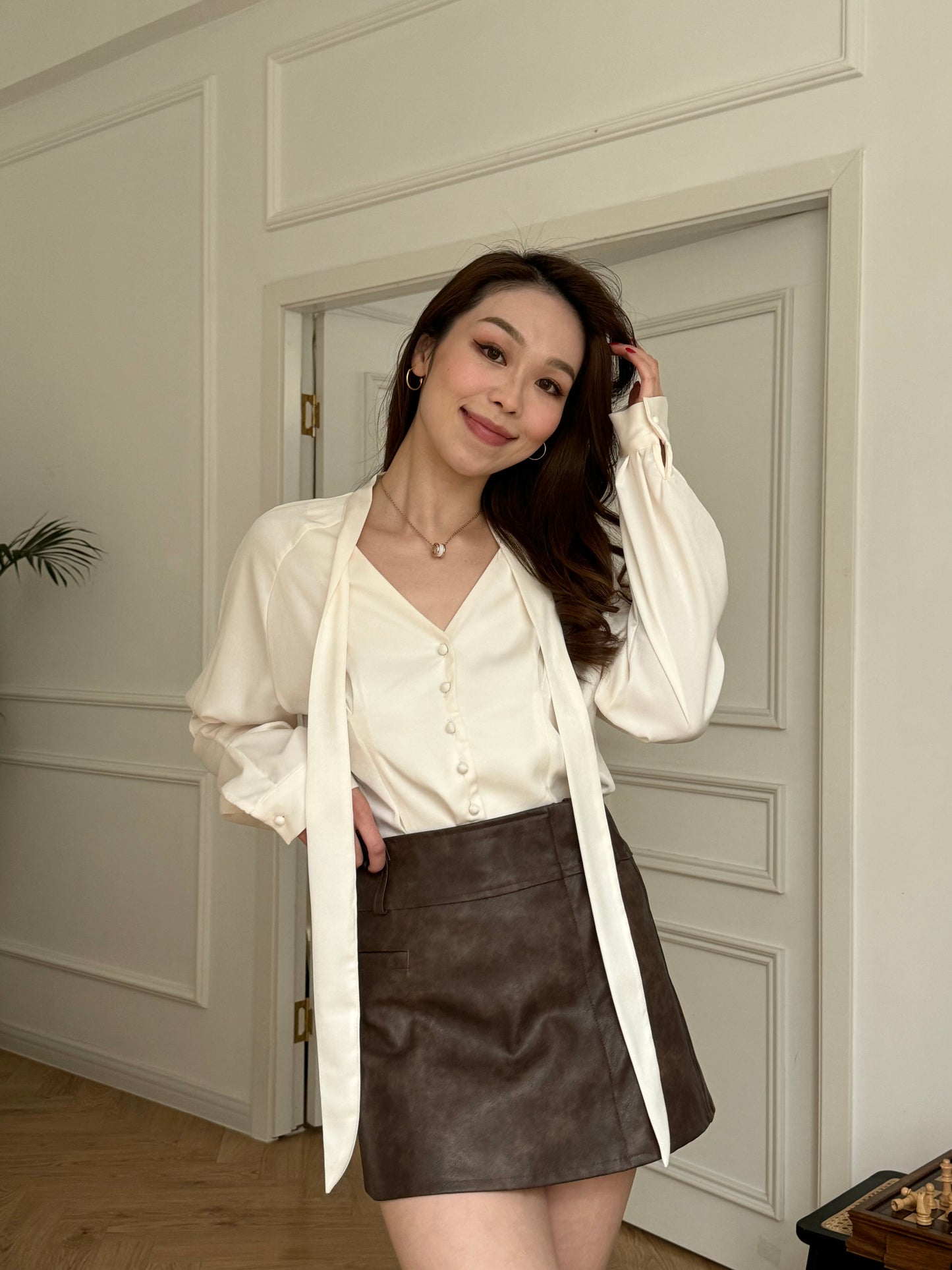 Brown leather Skirt