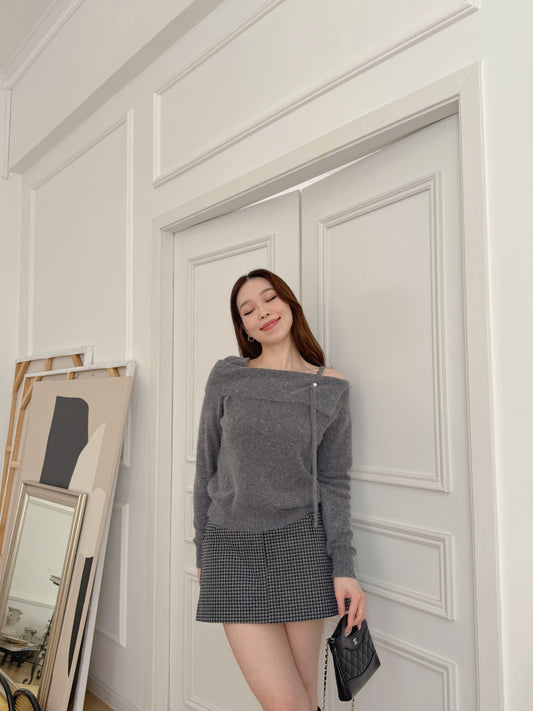 Single Strap Sweater with Pearl