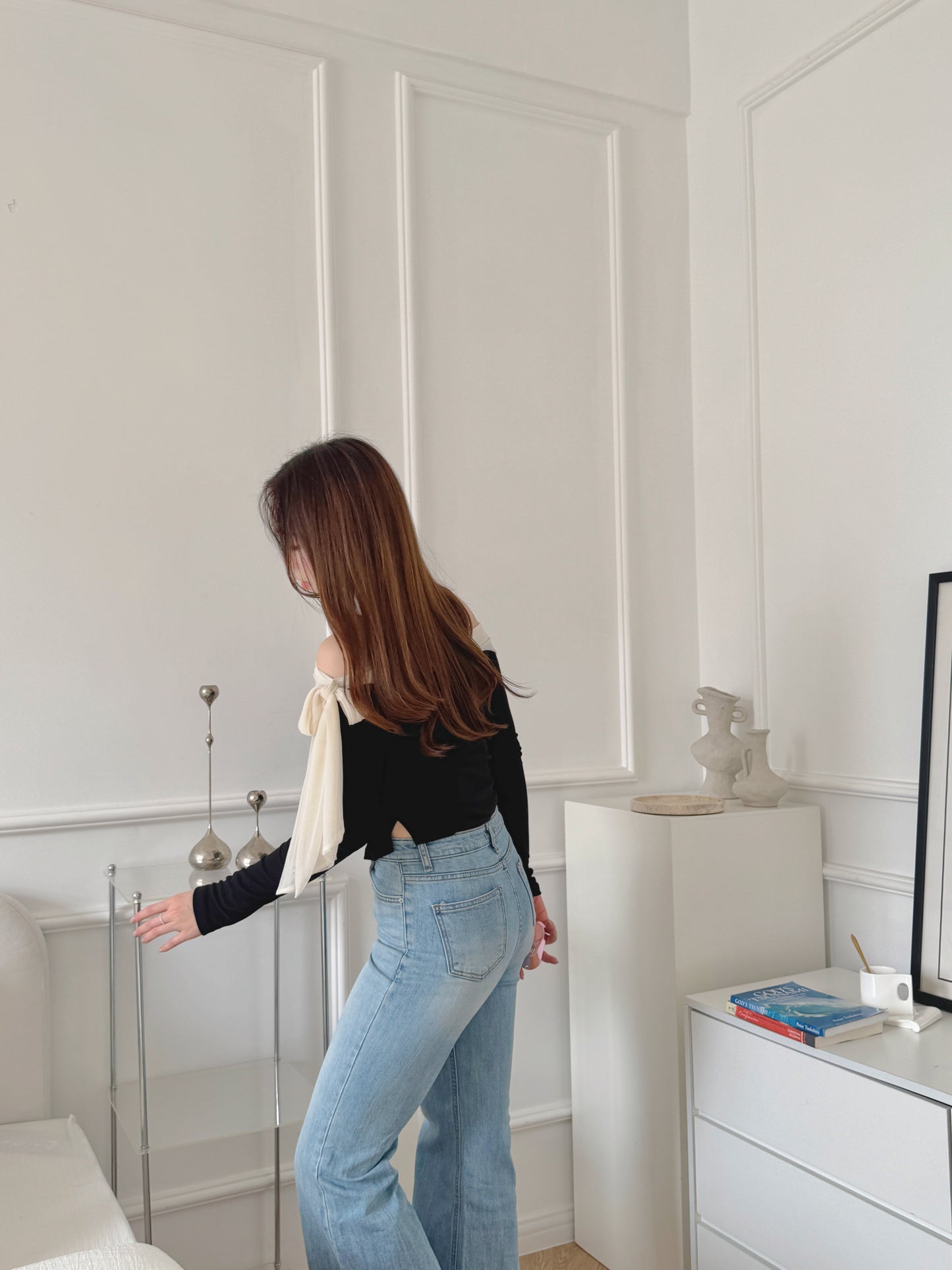 Ribbon off-shoulder top