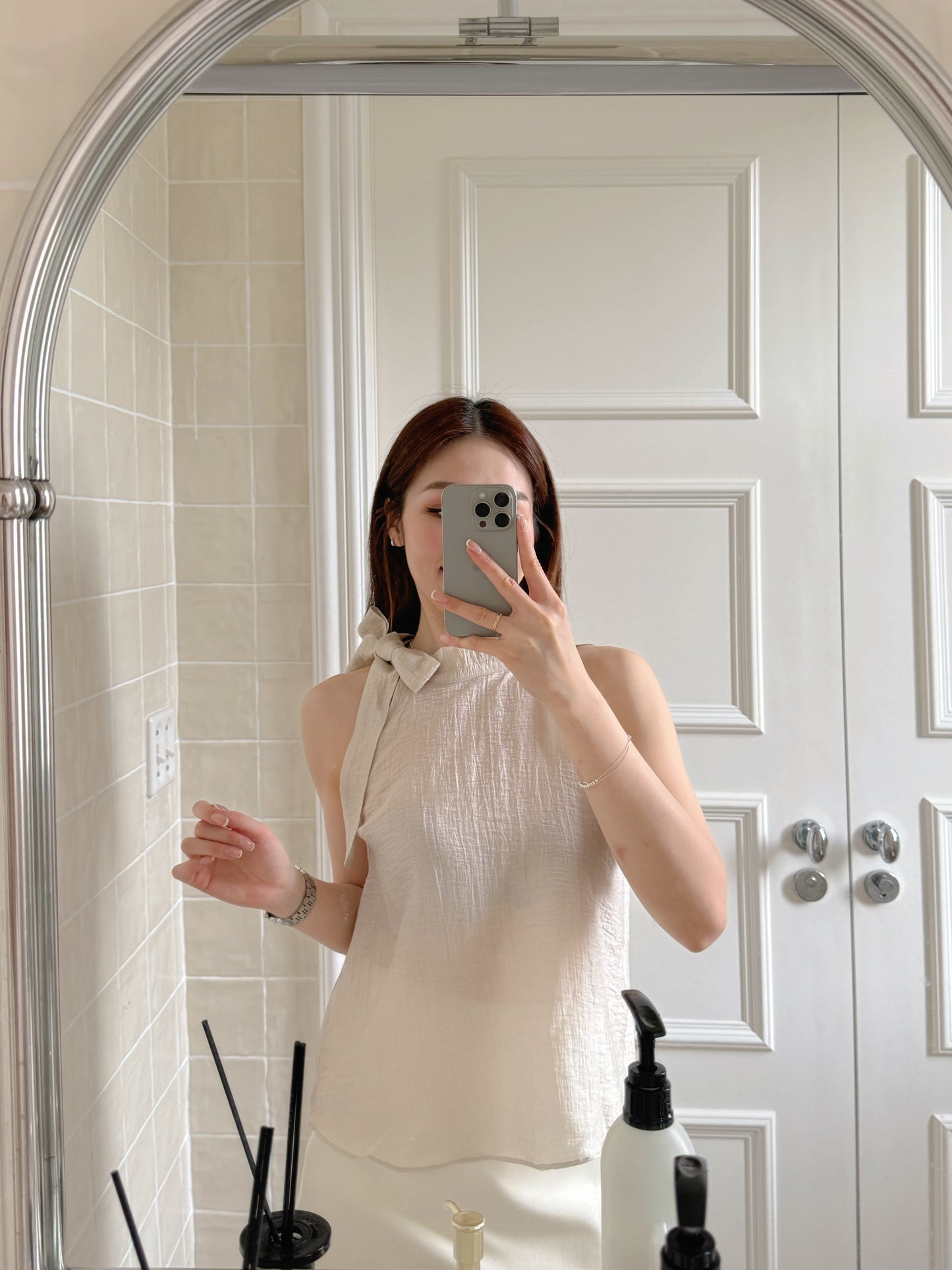 Sheer Halter Ribbon Top