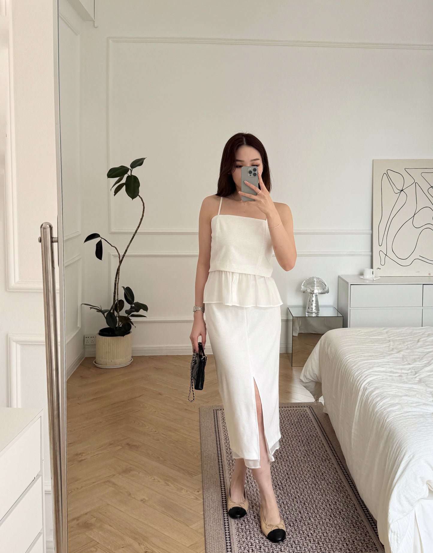 (Set) Premium Linen Split skirt