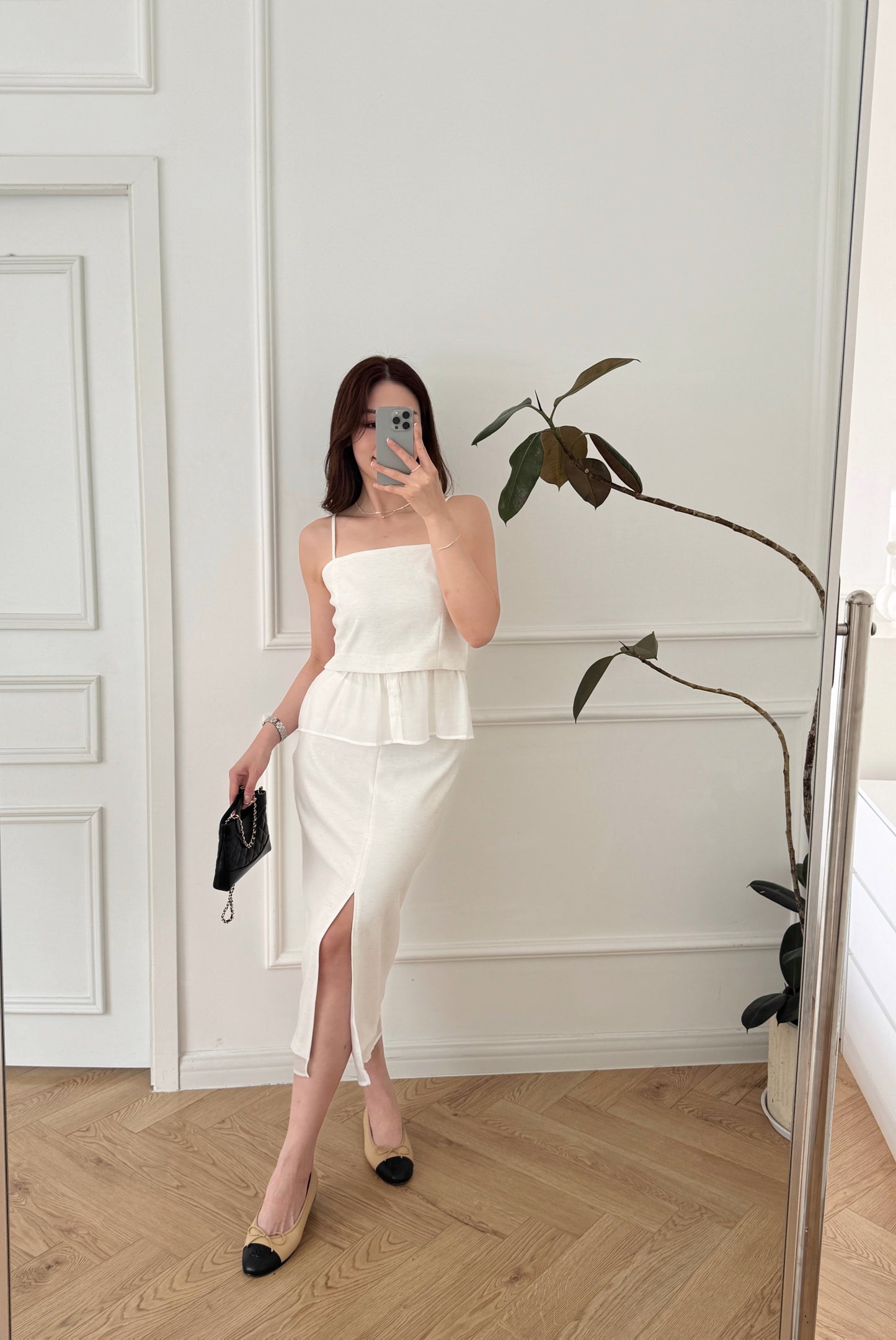 (Set) Premium Linen Split skirt