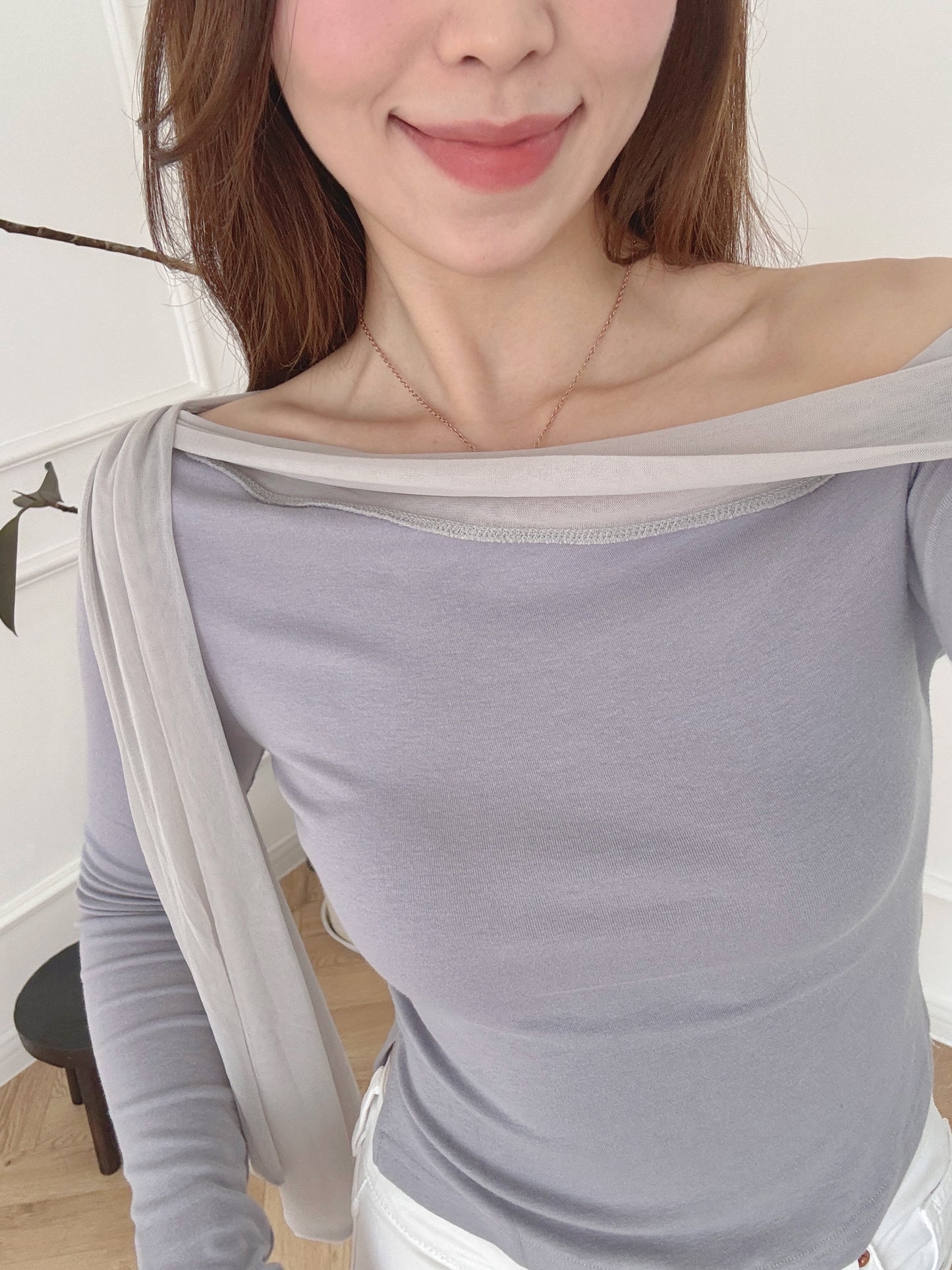 Ribbon off-shoulder top