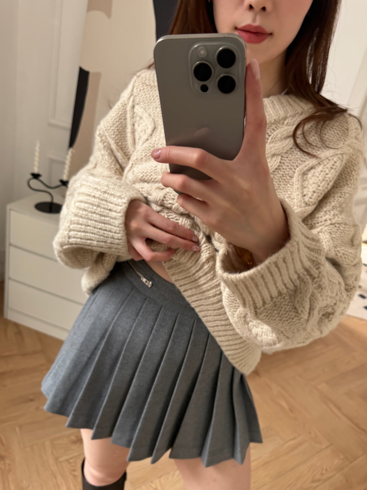 現貨 超好質感百摺Skirt(灰/黑）