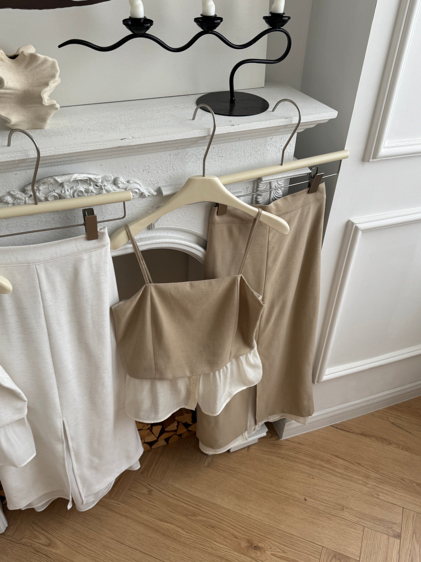 (Set) Premium Linen Split skirt