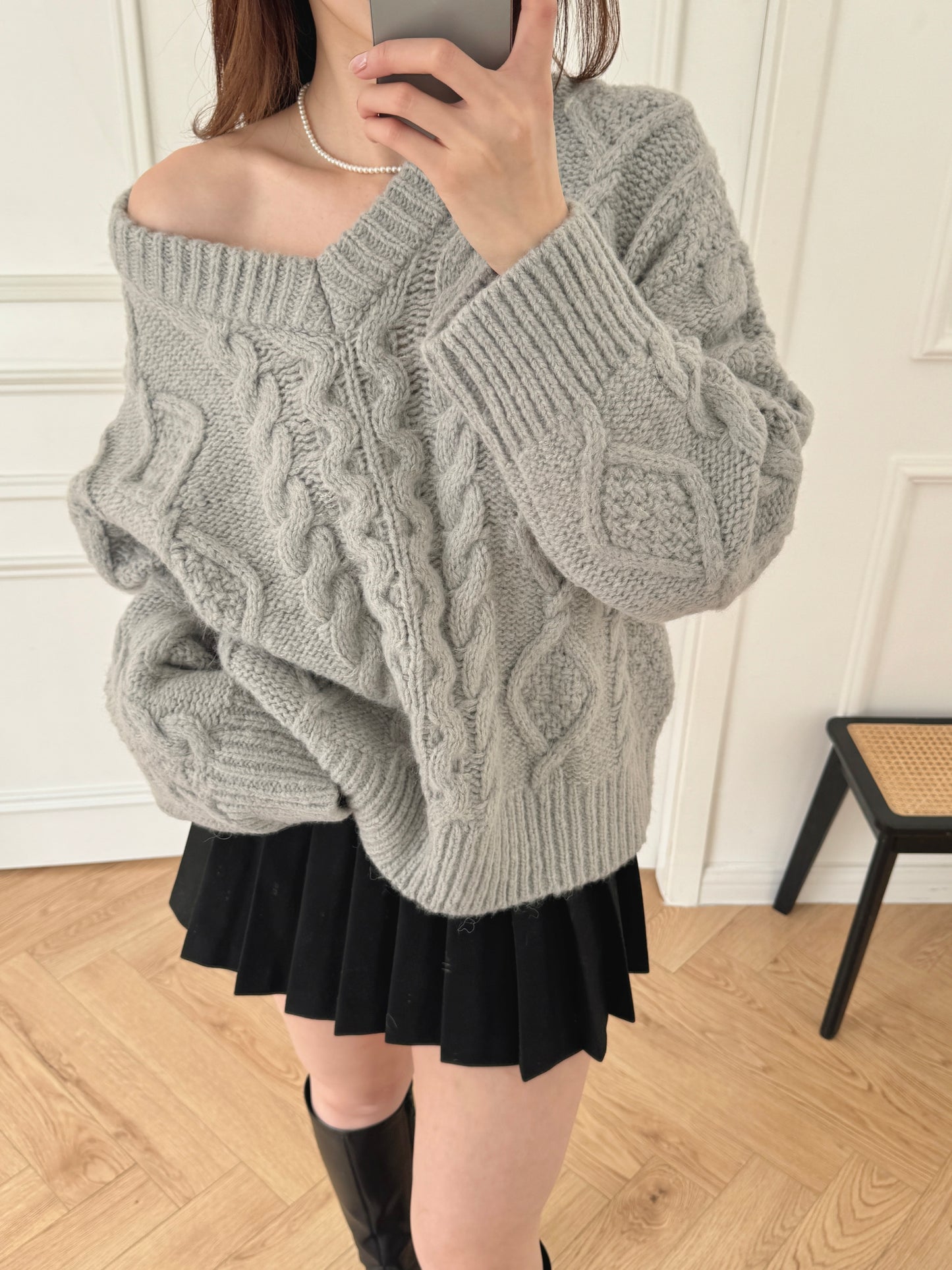 現貨 超好質感百摺Skirt(灰/黑）