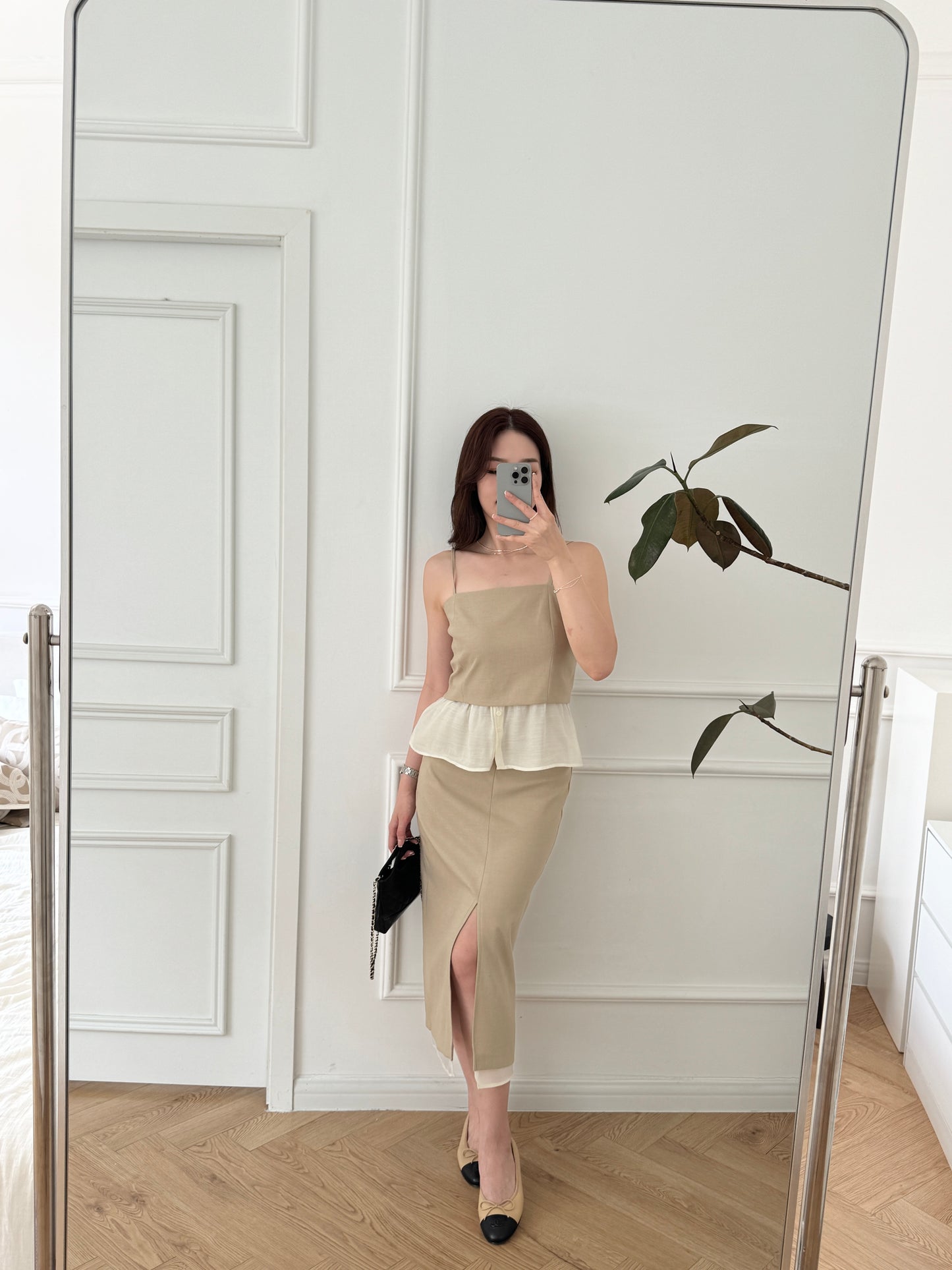 (Set) Premium Linen Split skirt