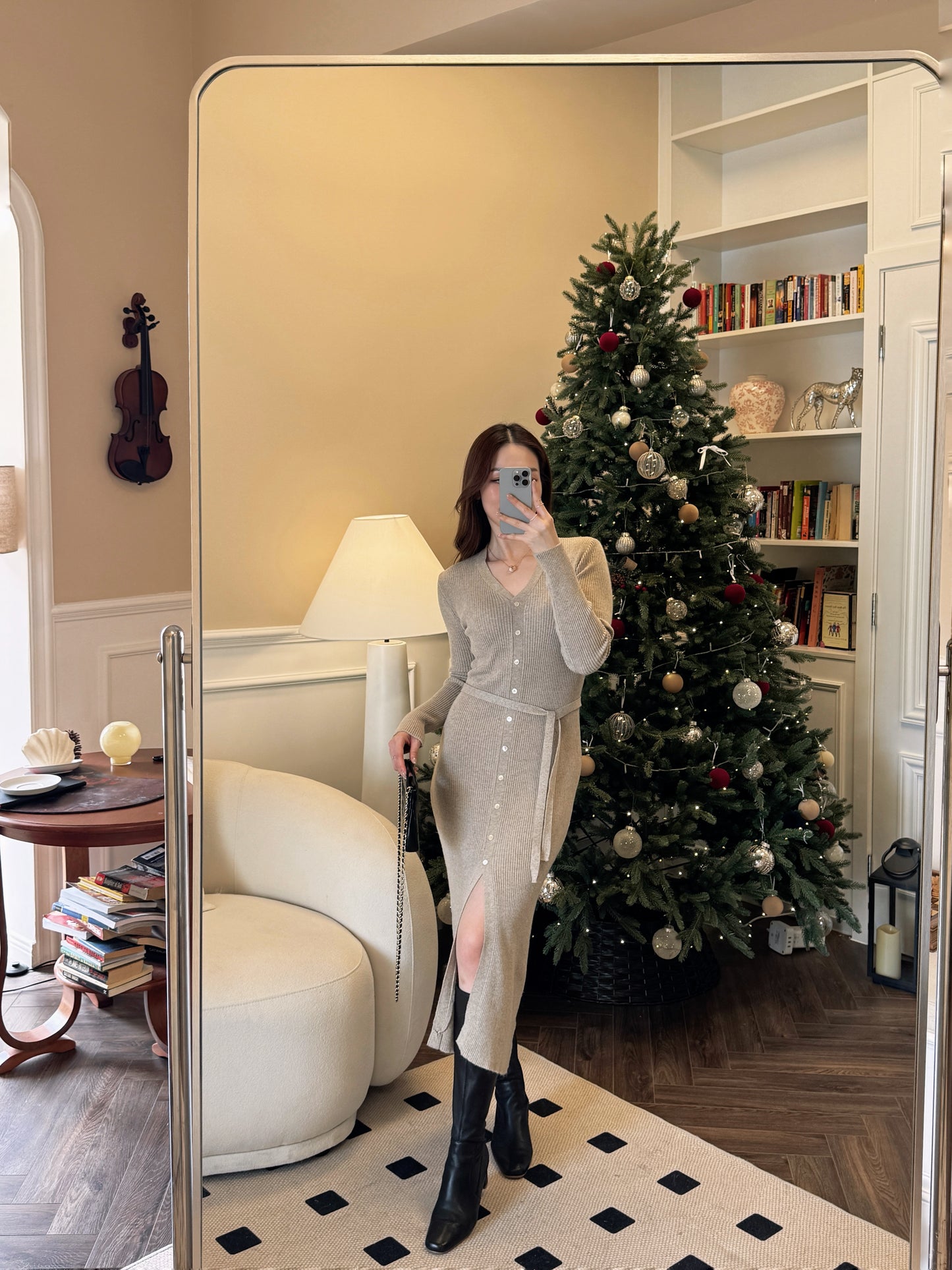 Buttoned Up wool blend dress