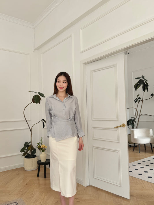 Sheer Shirt(White/Grey)
